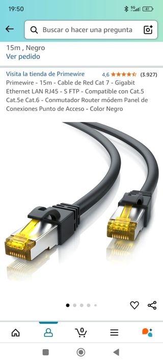 Cable ethernet 15 metros cat 6