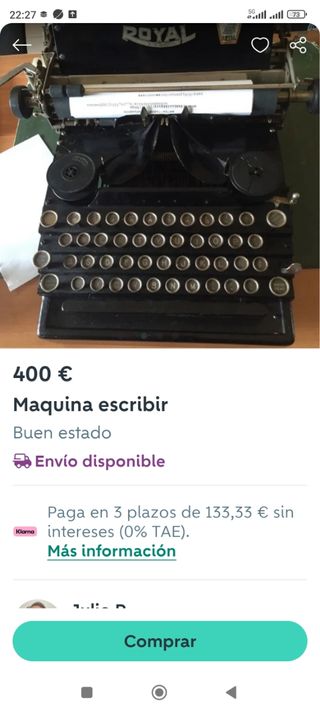 Vendo máquina de escribir antigua