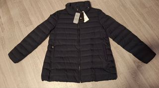 Chaquetón plumas Zara XL azul marino