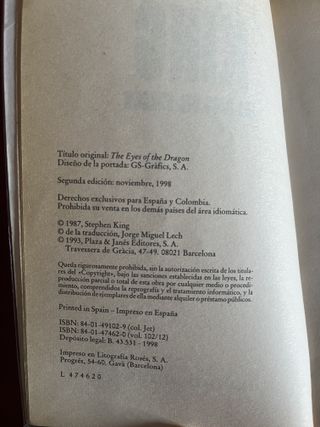 LOS OJOS DEL DRAGÓN – STEPHEN KING