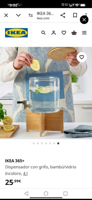 depósito dispensador con grifo de agua de cristal