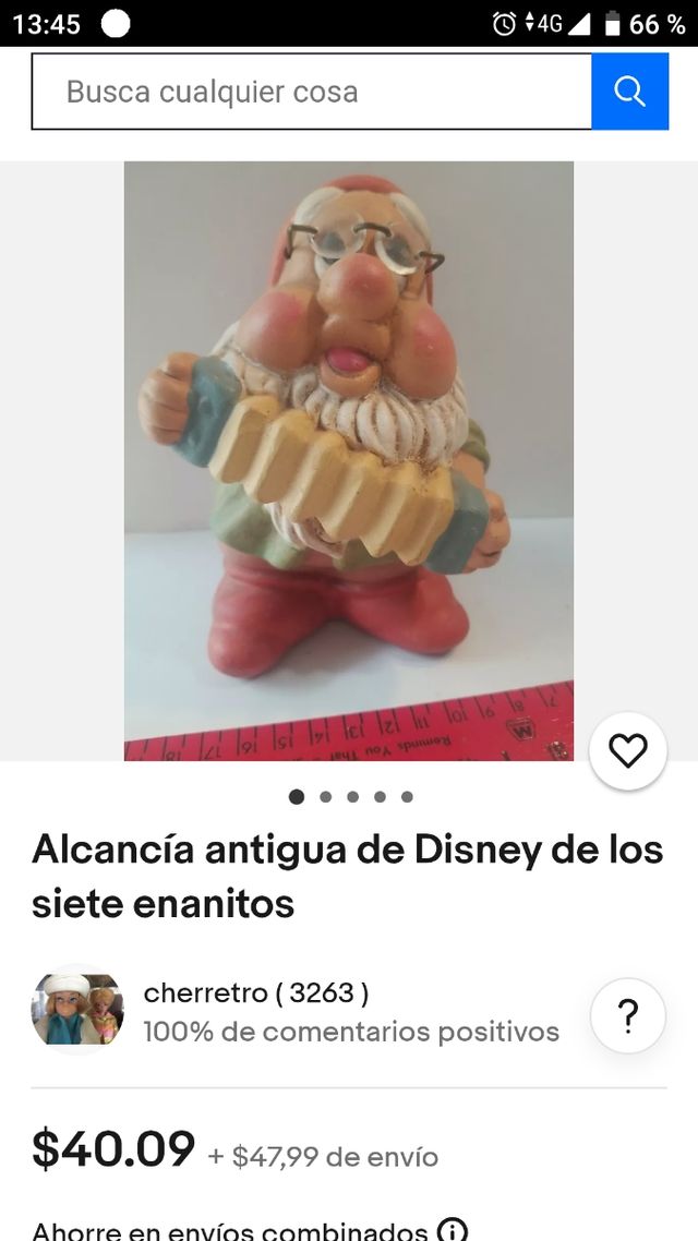 antigua hucha enanito sabio Blancanieves años 40