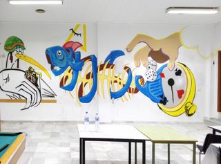 PINTOR mural deco a mano dibujo pared GRAFFITI art