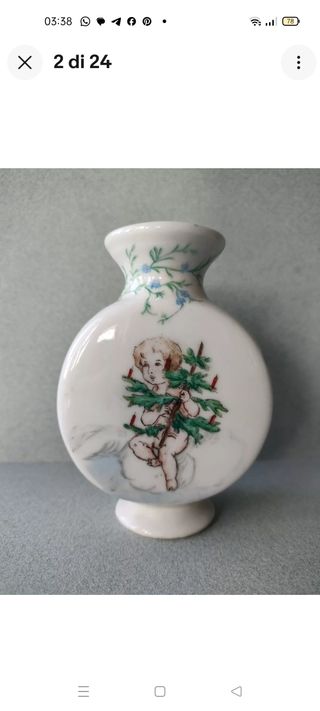 Antico piccolo vaso dipinto a mano