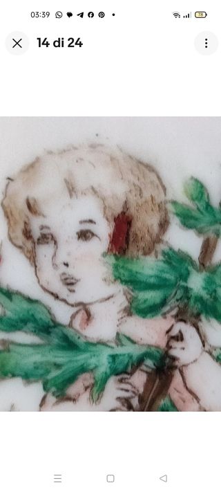 Antico piccolo vaso dipinto a mano