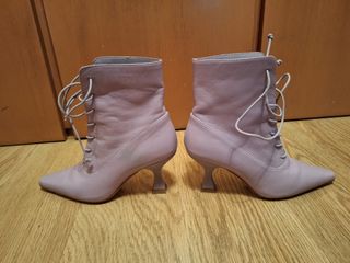Botines mango de piel rosas 36
