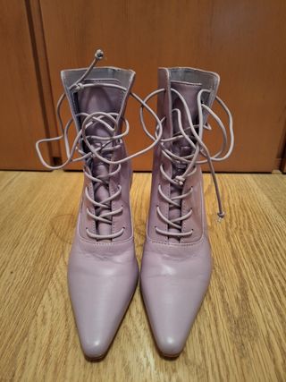 Botines mango de piel rosas 36