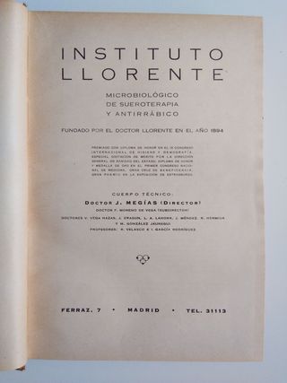 Medicina Antigua 1935 Dr. J. Megías