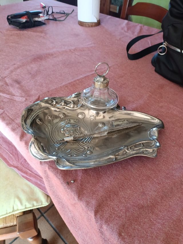 Escribanía de plata Meneses antigua