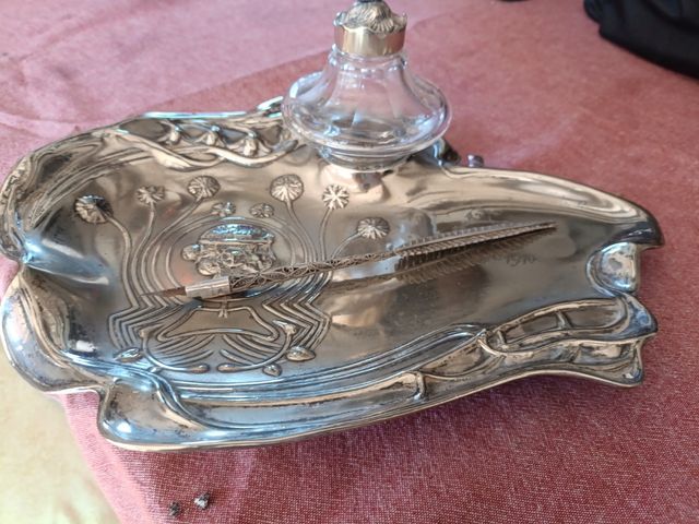 Escribanía de plata Meneses antigua