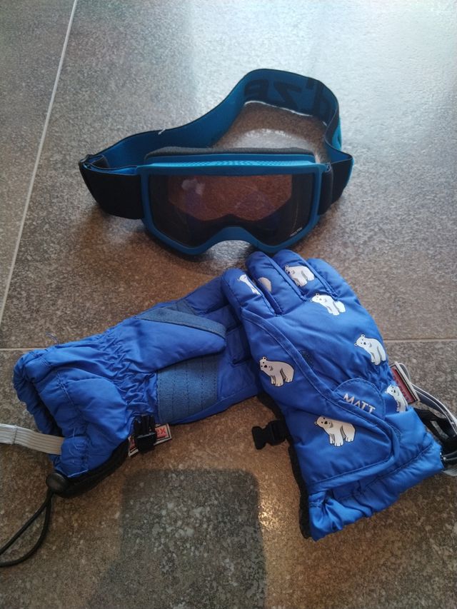 Gafas y guantes de esquí infantiles