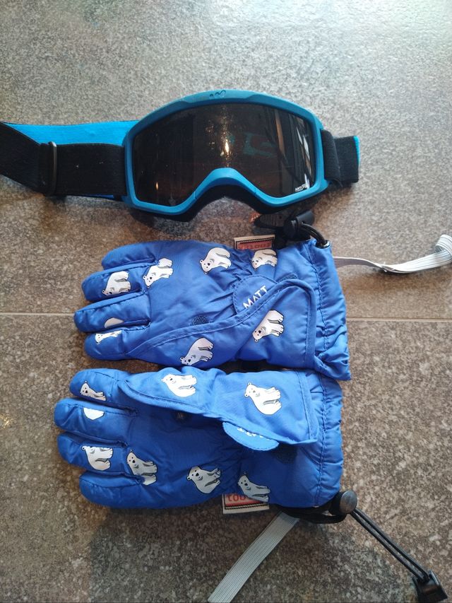 Gafas y guantes de esquí infantiles