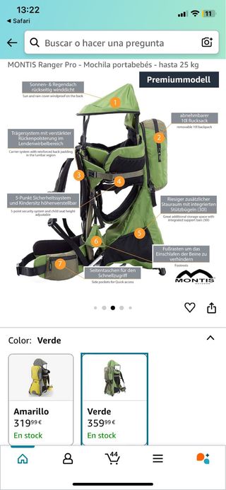 Mochila portabebé Montris Ranger Pro