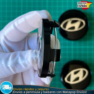 4 Tapacubos Hyundai 60mm Cubrebujes Tapas Negras