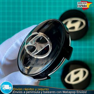 4 Tapacubos Hyundai 60mm Cubrebujes Tapas Negras