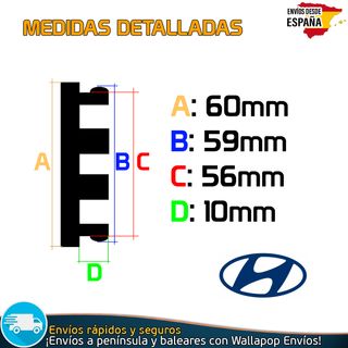 4 Tapacubos Hyundai 60mm Cubrebujes Tapas Negras