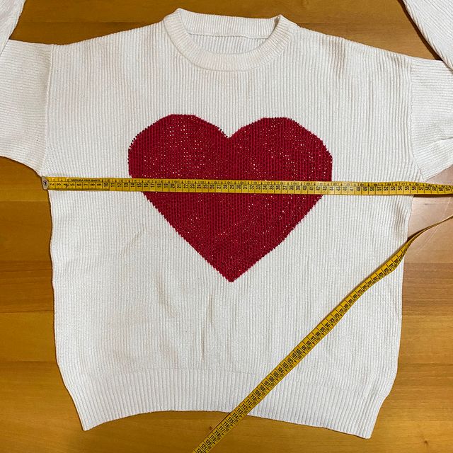 Maglione Cuore Glitter Bianco Rosso Love Casual