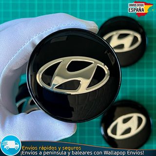 4 Tapacubos Hyundai 60mm Cubrebujes Tapas Negras