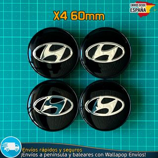 4 Tapacubos Hyundai 60mm Cubrebujes Tapas Negras