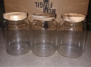 Set 3 Tarros de Cristal 1200 ml + 1 de Regalo