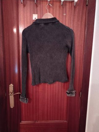 Cazadora Vaquera negra y gris jaspeado