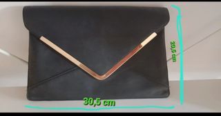  Pochette in ecopelle a busta colore nero e dorato