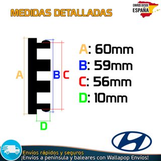 4 Tapacubos Hyundai 60mm Cubrebujes Tapas Llantas