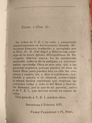 ANTIGUO DEVOCIONARIO EUCOLOGIO ROMANO 1877