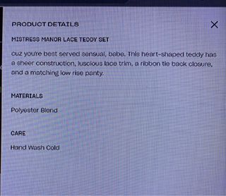 maid Lace Teddy talla XS Sugar Thrillz / Dollskill