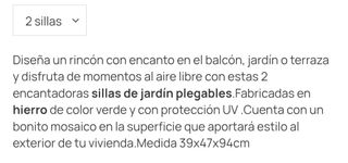 Mesa y dos sillas de mosaico y forja.