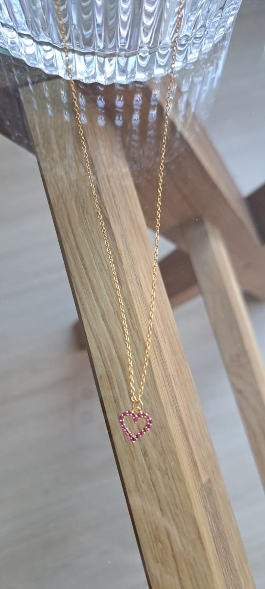 Collar plata chapada en oro con corazón