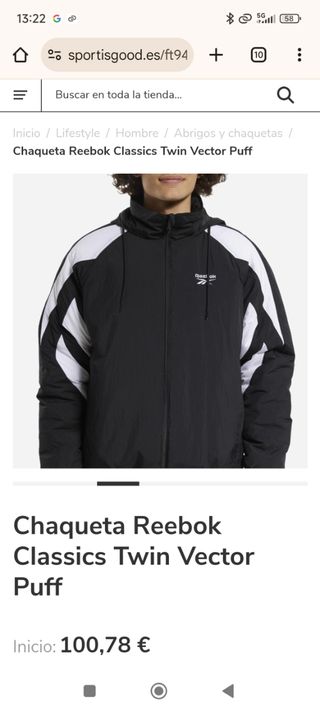 Cazadora Reebok reversible a estrenar