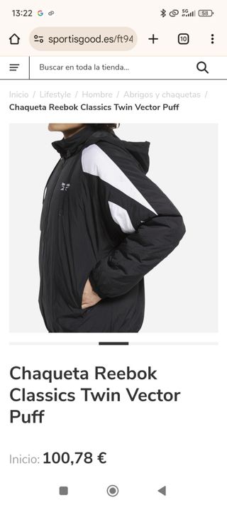 Cazadora Reebok reversible a estrenar