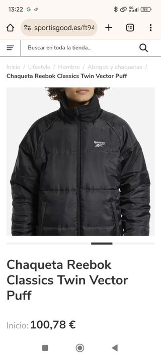 Cazadora Reebok reversible a estrenar