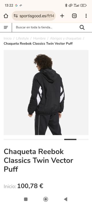 Cazadora Reebok reversible a estrenar