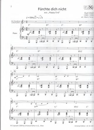 K. Weill. Canciones saxofón (alto y tenor) y piano