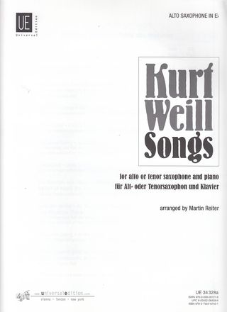 K. Weill. Canciones saxofón (alto y tenor) y piano