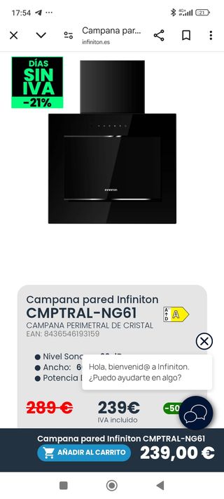 Campana extractora infiniton