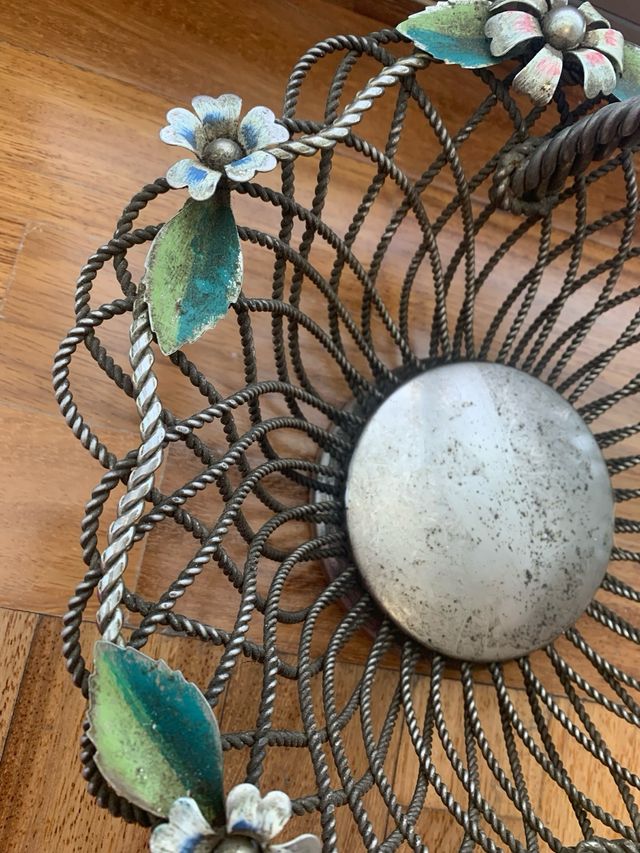 Cesta vintage años 40 en acero esmaltado