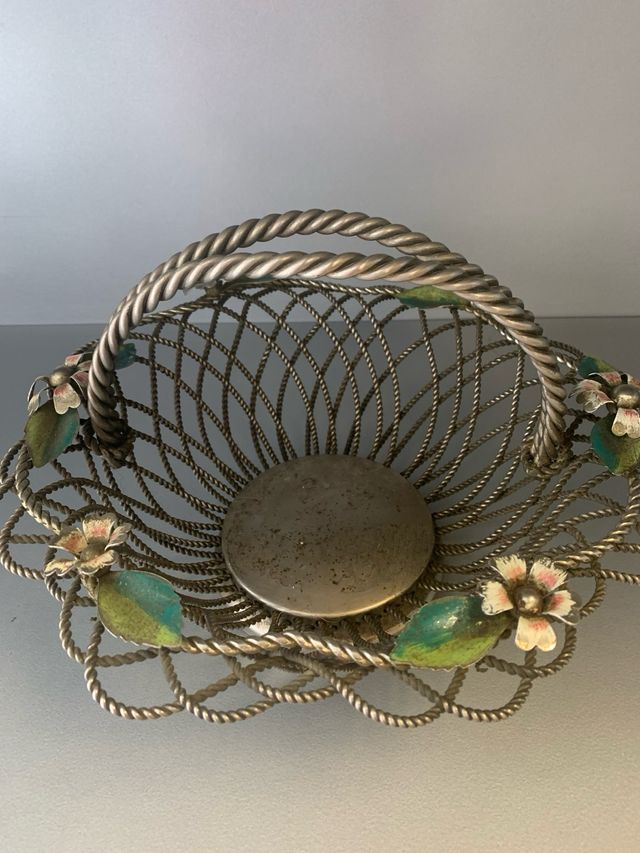 Cesta vintage años 40 en acero esmaltado