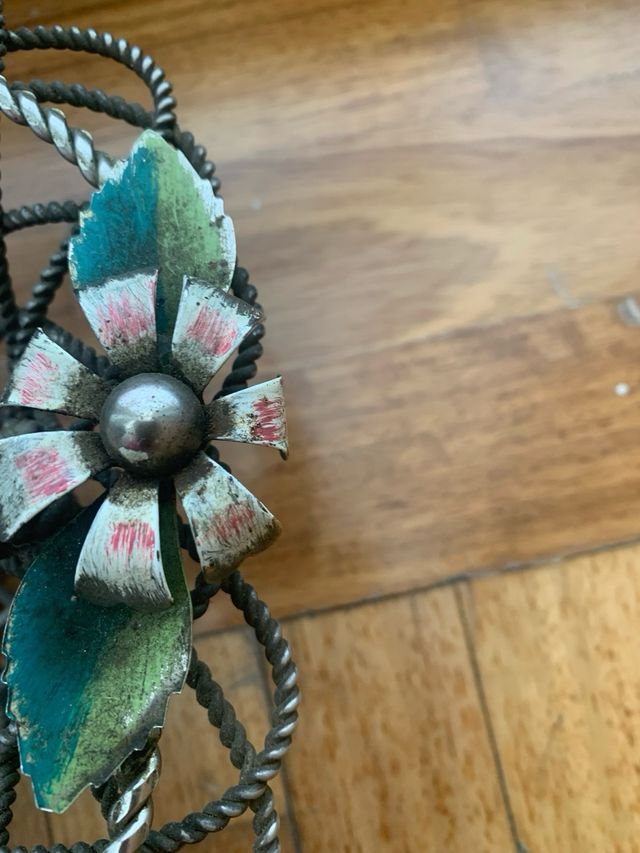 Cesta vintage años 40 en acero esmaltado