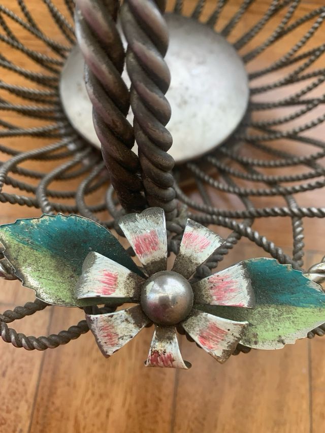 Cesta vintage años 40 en acero esmaltado