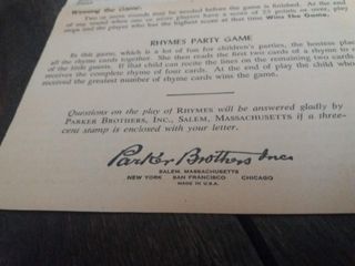 1954 Jogo de cartas vintage Mother Goose