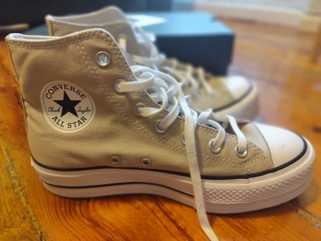 Converse plataforma beige número 38