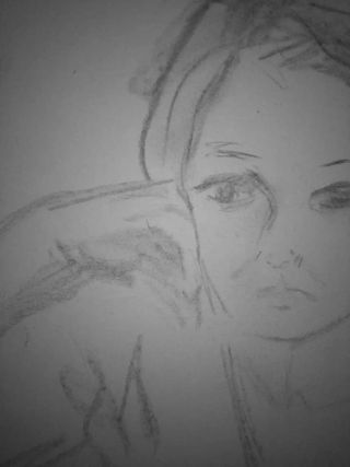 Dipinto "Bozza a matita" con cornice Oro e pass