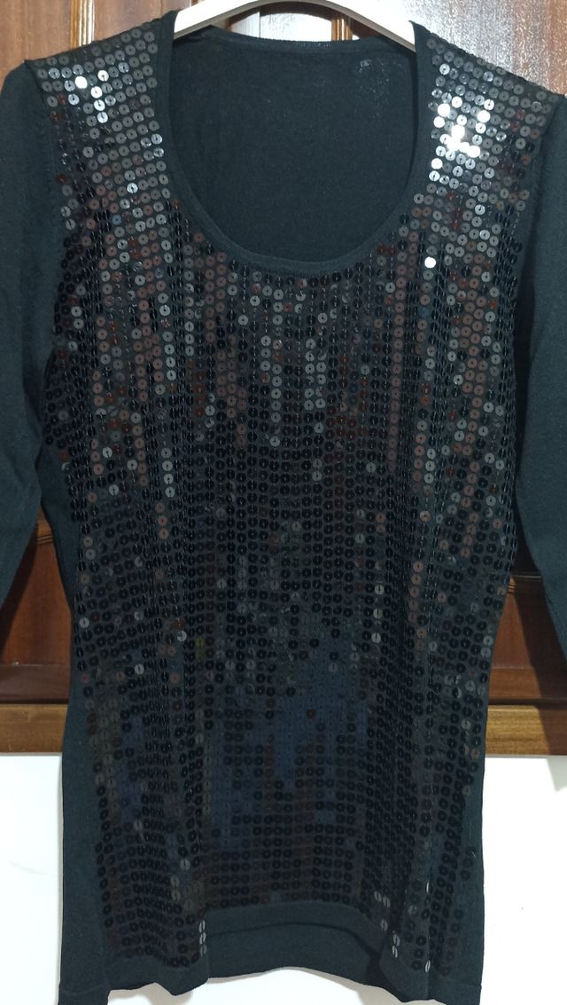 blusa elegante maglietta paillettes