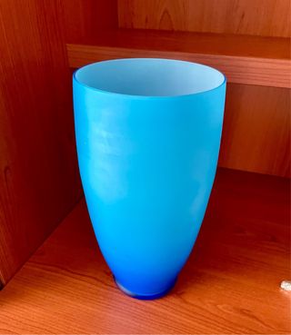 Vaso vetro azzurro come nuovo 12 cm h 25 cm