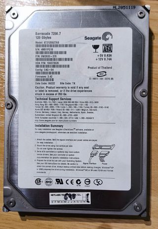 HDD Seagate Barracuda 7200.7 - 120GB SATA Testeado