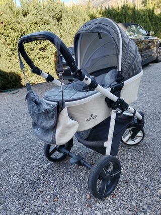 Carro bebe venicci blanco y gris
