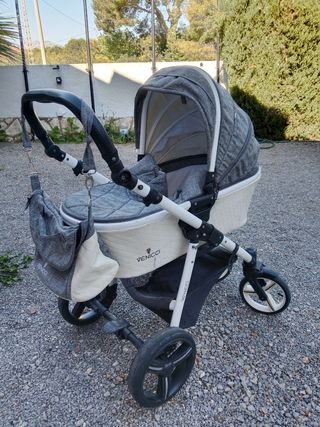 Carro bebe venicci blanco y gris